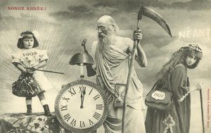 Nieuwjaarskaart met Vader Tijd