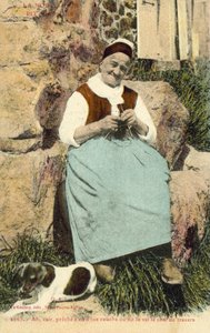 Oude vrouw aan het breien