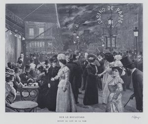 Op de boulevard buiten het Café de la Paix, Parijs door French Photographer