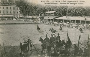 Parade bij de Cavalerieschool in Saumur. Ansichtkaart verzonden in 1913 door French Photographer