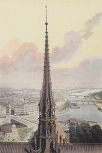 Parijs, torenspits van Notre-Dame, zicht vanaf de zuidelijke toren