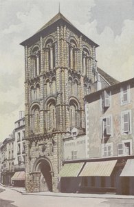 Poitiers, Kerk Saint-Porchaire, Toren door French Photographer