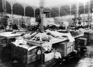 De Vismarkt bij Les Halles, Parijs, eind 19e eeuw