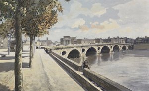 Toulouse, Pont-Neuf, Uitzicht stroomopwaarts op de linkeroever van de Garonne door French Photographer