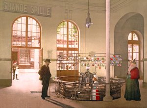 Vichy Bronwater verkocht per glas bij de Grande Grille bron, 1890-1900 door French Photographer