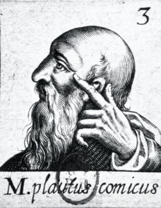 (met de klok mee vanaf links) Portret van Horatius (65-8 v.Chr.); portret van Scipio Aemilianus (Africanus Minor) (185-129 v.Chr.); portret van Plautus (ca. 254-184 v.Chr.) (detail)
