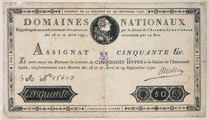 50 livres bankbiljet, 29 oktober 1790