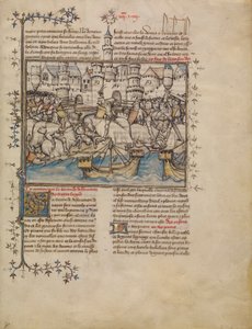 Een slag uit de Trojaanse oorlog, ca. 1390-1400 door French School