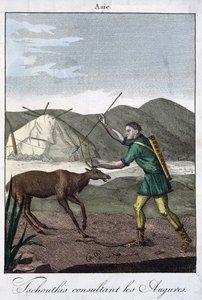 Een Chukchi sjamaan raadpleegt het orakel, 1811 door French School