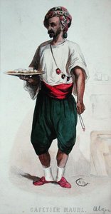 Een Moorse koffieservant in Algiers door French School
