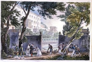 Een villa in Rome, gegraveerd door Villain, ca. 1820 door French School