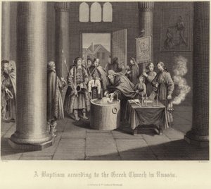 Een doop volgens de Griekse Kerk in Rusland