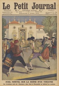 Een dodelijk duel op het toneel van een theater in Spanje door French School
