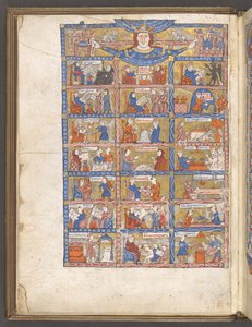 Een volledige pagina miniatuur van de kunsten en wetenschappen uit Li Livres dou Tresor door Brunetto Latini