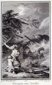 Een orkaan in de West-Indië. Gravure uit 1780 door French School