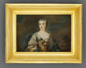 Een dame genaamd Louise-Jeanne de Durfot, hertogin van Mazarin en de la Meilleraye, c.1750 door French School