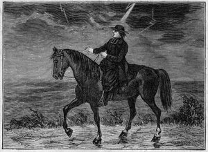 Een priester opgeblazen op zijn paard