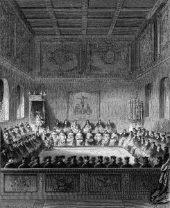 Een zitting in het Parlement van Bretagne in 1613 door French School