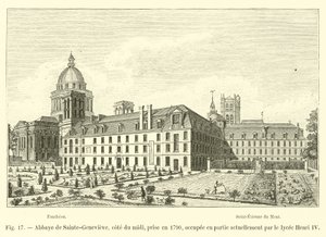 Abdij van Sainte-Genevieve, zuidkant, genomen in 1790, momenteel gedeeltelijk bezet door het lyceum Henri IV door French School
