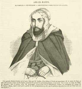 Abd-el-Kader, zijn familie, zijn jeugd, zijn verkiezing tot sultan van de Arabieren (gravure)