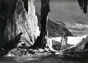 Acte II, Scene 3 van Pelleas et Melisande door Debussy, van een foto van de eerste productie in april 1902 van de opera in de Opera-Comique in Parijs, illustratie in Theatre magazine, juni 1902 door French School