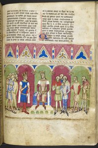 Add. MS 12228, f.223, Roman du Roy Meliadus de Leonnoys, c.1352 (perkament) door French School