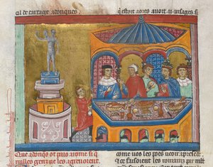 Tempel van Janus met senatoren die dineren op de voorgrond, uit 