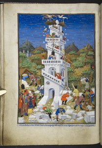 Bouw van de Toren van Babel, uit Getijdenboek (The Bedford Hours) c.1410-30
