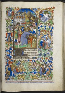 Uren van de Passie [Sext], Christus die het kruis draagt, uit Getijdenboek (The Bedford Hours) c.1410-30 door French School