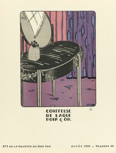 Reclame voor "Coiffeuse de Laque Noir  Or", pub.1921 (sjabloondruk)
