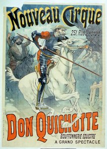 Advertentie voor Don Quixote, New Circus, paardrijden en buffoonery