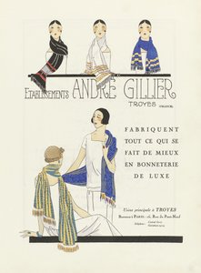 Reclame voor Etablissements Andre Gillier , café jaren 1920 (sjabloondruk) door French School