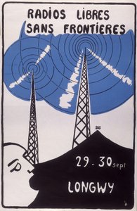 Reclame voor vrije radiostations zonder grenzen in Longwy door French School