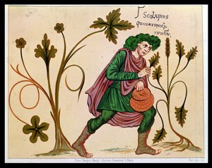 Aesculapius ontdekt betonie, facsimile van een manuscript van Antonius Musa (63 v.Chr.-14 n.Chr.) door French School