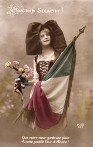 Affectieve Herinnering! Laat je Hart een Plaats houden voor deze zoete Bloem van de Elzas!, ansichtkaart, 1914-18 door French School