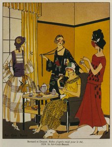 Middagjurken voor thee, modeplaat uit Art Gout Beaute magazine, 1924 door French School