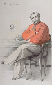 Alexandre Dumas Fils, illustratie uit La revue Illustree, 1 augustus 1888 door French School