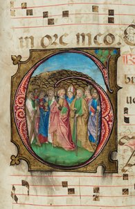 Allerheiligen, Graduale, f.85 (inkt, tempera & bladgoud op perkament) door French School