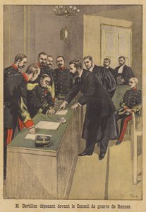 Alphonse Bertillon getuigt voor de tweede krijgsraad van Alfred Dreyfus in Rennes