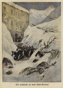 Een lawine bij de Grote Sint-Bernhardpas, Zwitserland, 1897