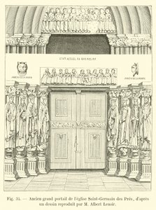 Oude grote poort van de kerk Saint-Germain des Pres, naar een tekening gereproduceerd door M Albert Lenoir