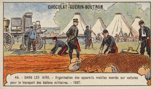 Apparaat voor het transporteren van militaire ballonnen over de weg door French School