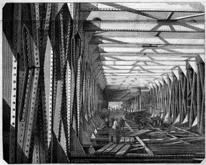 Architectuur: interieur van de Metalen Brug van Bordeaux, Gironde (33)