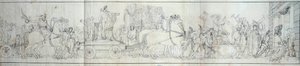 Aankomst in Parijs van objecten veroverd door het Franse leger in Italië. Het plunderen van kunstwerken was het doel van expedities door Dominique Vivant Denon onder bevel van consul Napoleon Bonaparte voor het Musee Napoleon (nu het Louvre Museum) Gravure door French School