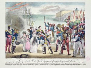 Aankomst van Zijne Majesteit Ferdinand VII en zijn familie bij Porte Sainte Marie, 1 Oktober 1823, 1823 door French School