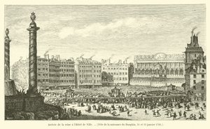 Aankomst van de koningin in het stadhuis, feest van de geboorte van de Dauphin, 21 en 23 januari 1782 door French School