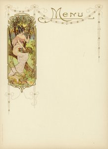 Art Nouveau ontwerp voor een menu door French School