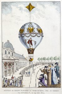 Ascensie van Madame de Blanchard naar Champs-de-Mars, bij het huwelijk van Napoleon I, 24 juni door French School