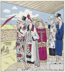 Op het Velodrome, illustratie uit Art, Gout, Beaute, pub. 1924 (pochoirdruk)