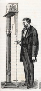 Atwood-machine uitgevonden in 1784 door George Atwood (1745-1807) - Gravure in 